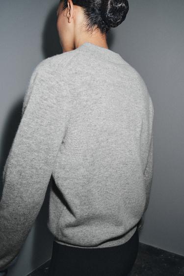 VESTE POLO AVEC LAINE ET CACHEMIRE - Gris de Zara - Image 4