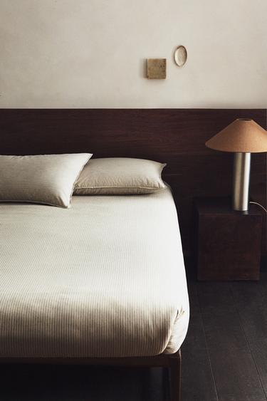 DYED THREAD STRIPED DUVET COVER - Grey / Beige by Zara