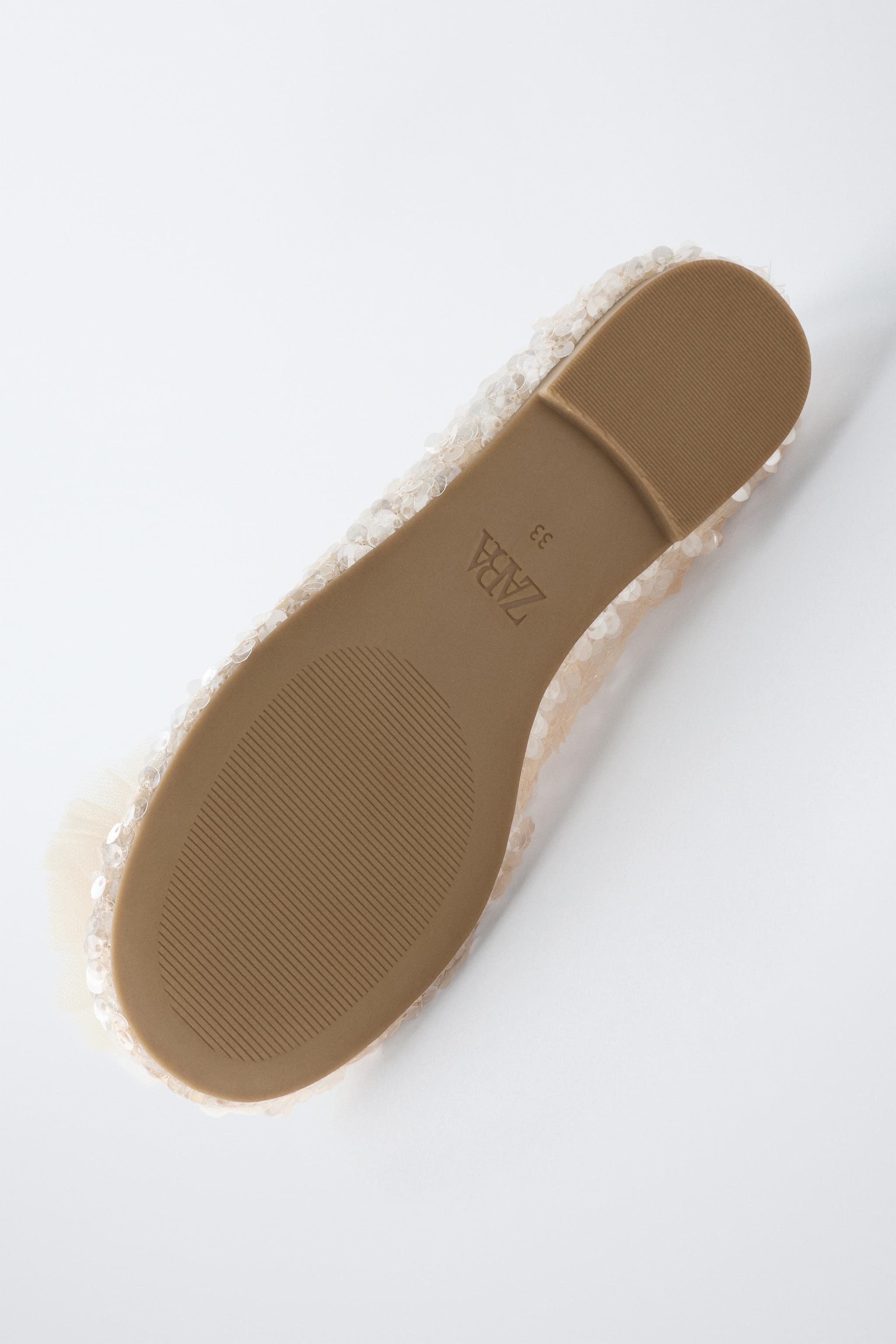 SEQUIN POM-POM BALLET FLATS