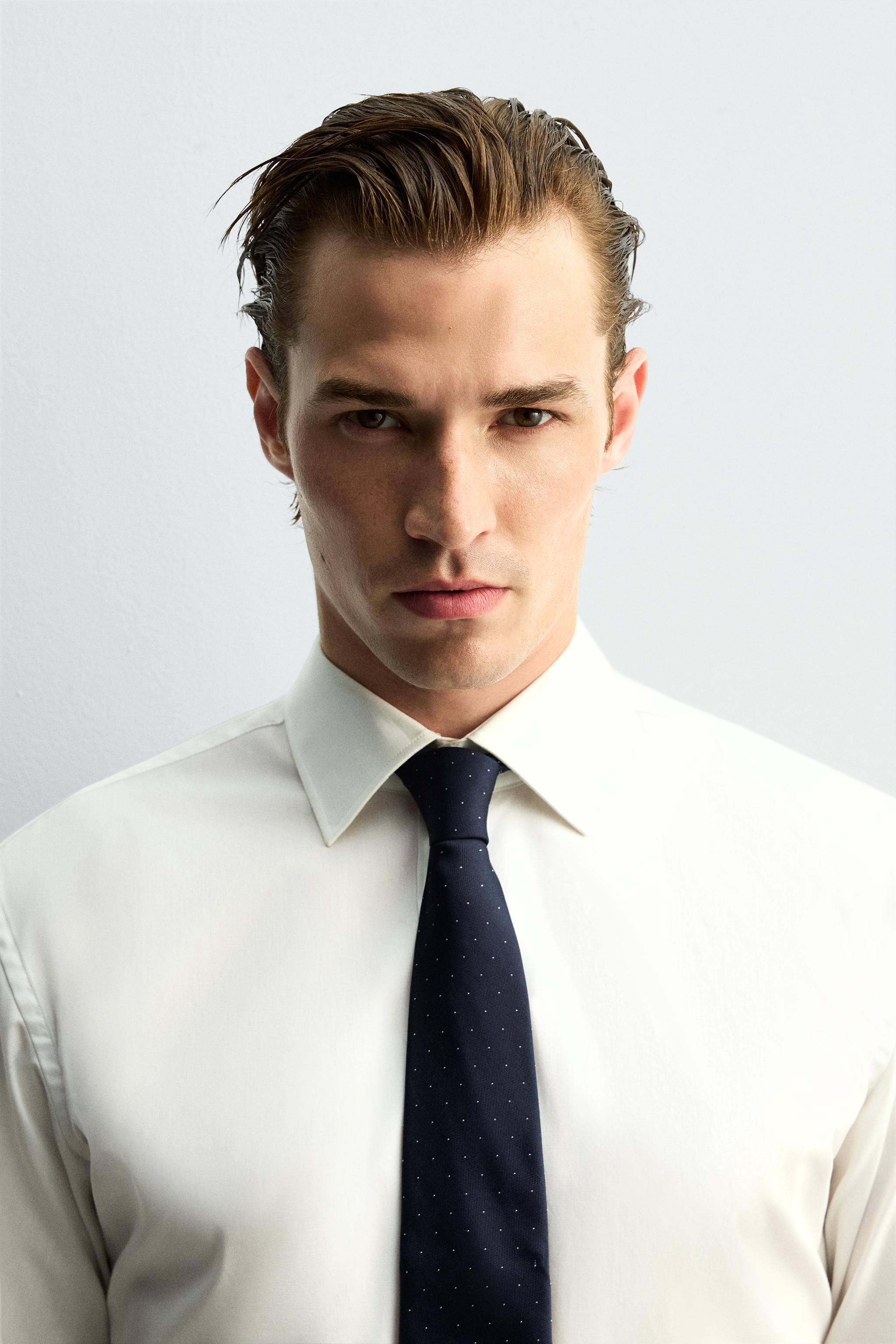 100% SILK POLKA DOT TIE — Navy blue (alternate view)