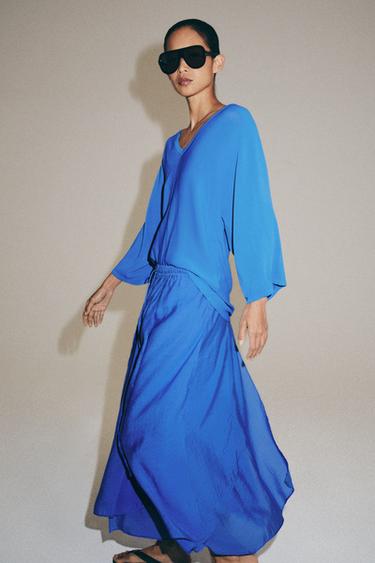 ZW COLLECTION RUFFLED SKIRT - Blue by Zara