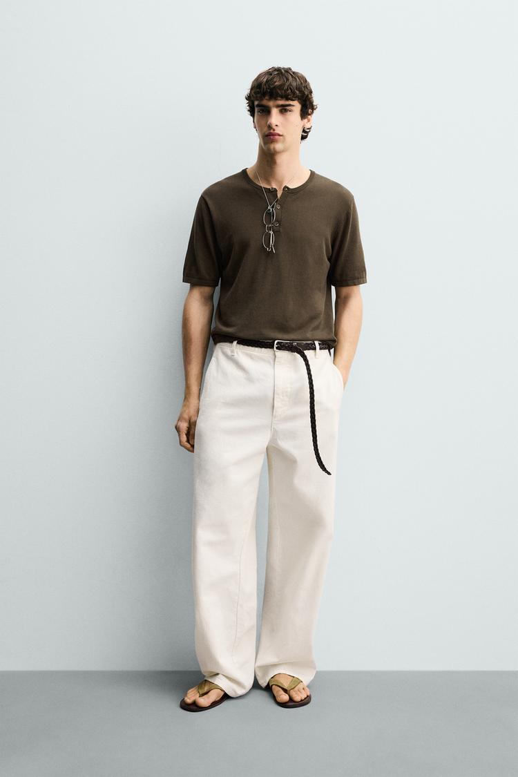 HENLEY YAKA TRİKO T-SHIRT