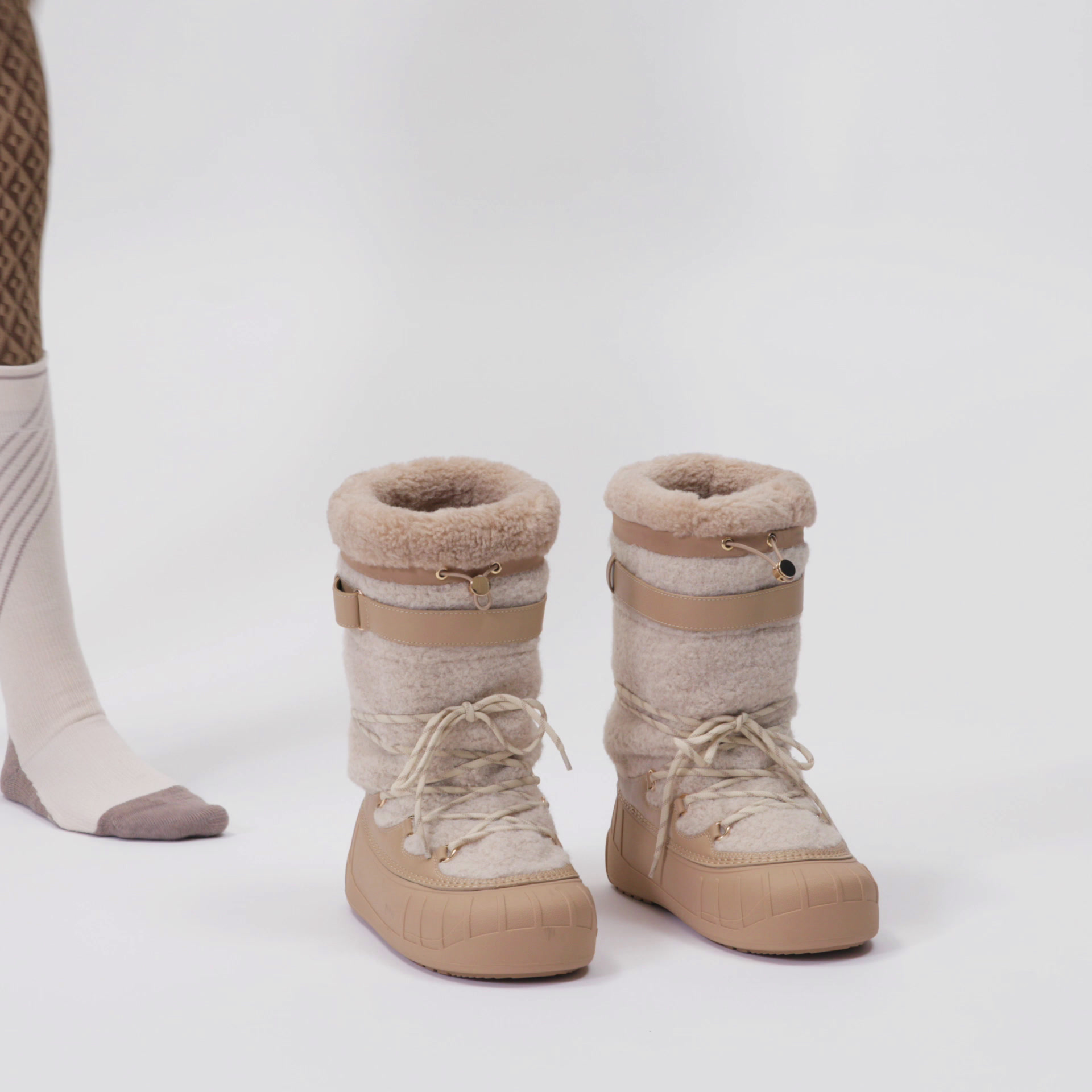 SHEARLING EFFECT ANKLE BOOTS SKI COLLECTION