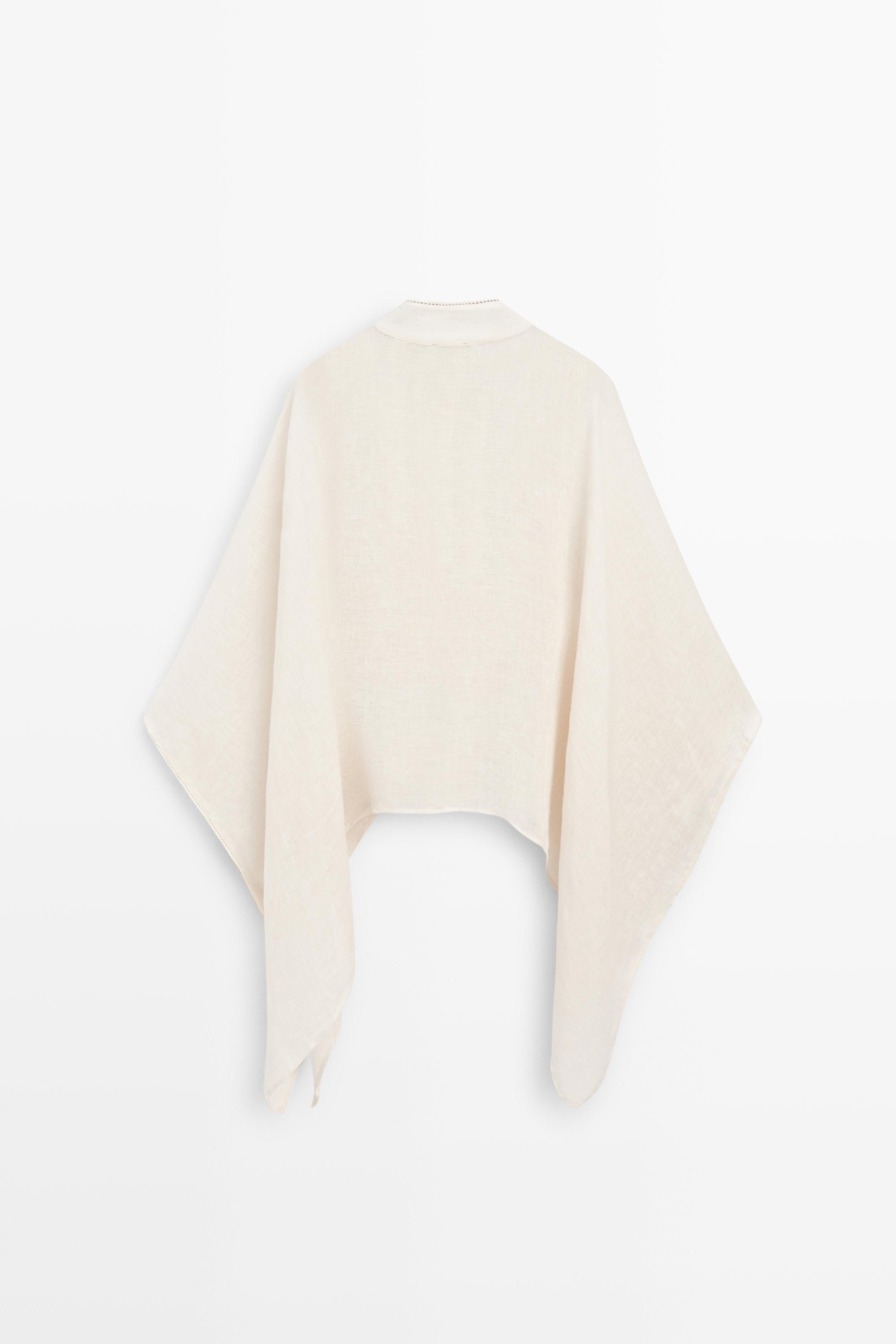 100% linen stand collar cape