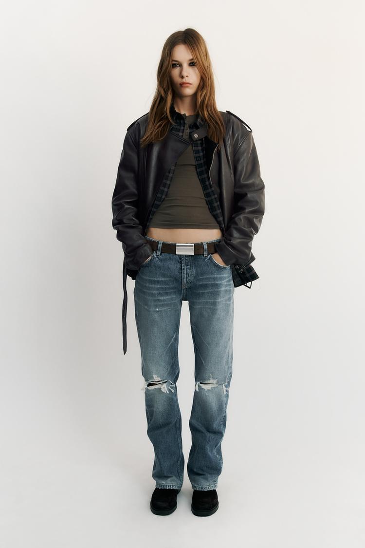 Straight tiro bajo rotos trf jeans