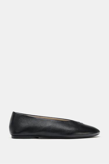 LEDER-BALLERINAS - Schwarz von Zara