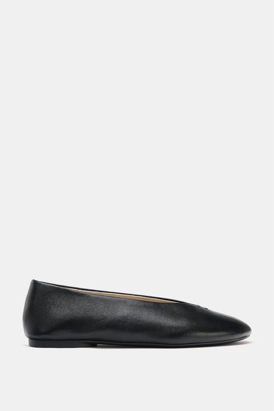 BALLERINES PLATES EN CUIR - Noir de Zara - Image 1