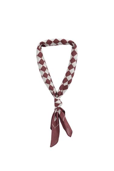 Zara PLAID PRINT BANDANA - Red - Image 0