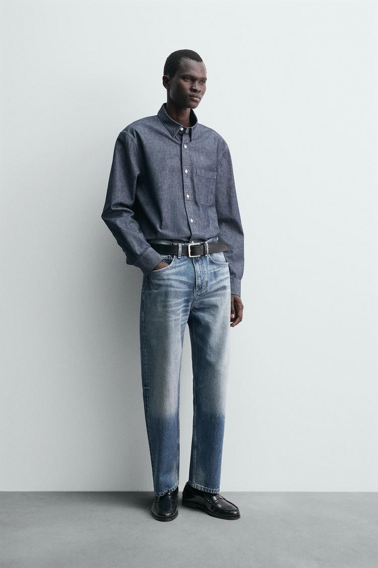 STRAIGHT ANKLE FIT JEANS Mid-blue ZARA India