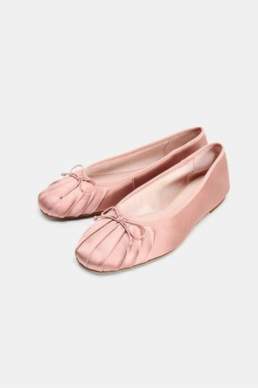 CHAUSSURES PLATES SATINÉES AVEC NŒUD - Rose de Zara - Image 2