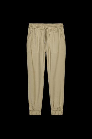 Zara FLOWY JOGGER PANTS - Sand - Image 0