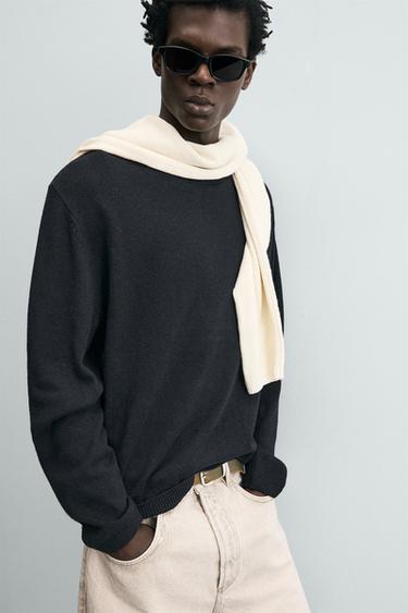 COTTON-LINEN REGULAR FIT JUMPER - Dark navy by Zara - Image 5