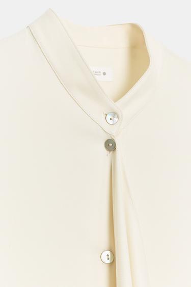 BLOUSE À NŒUD ET PLIS ZW COLLECTION - Écru de Zara - Image 8