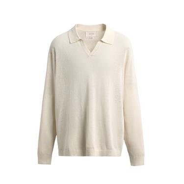Zara COTTON SILK KNIT POLO SHIRT - Oyster-white