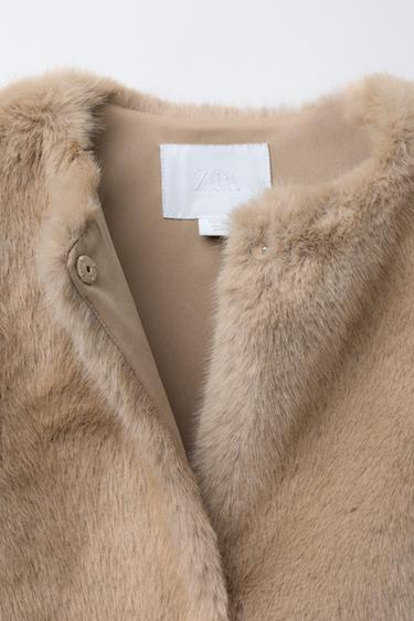 GILET EN FAUSSE FOURRURE - Marron clair de Zara - Image 4