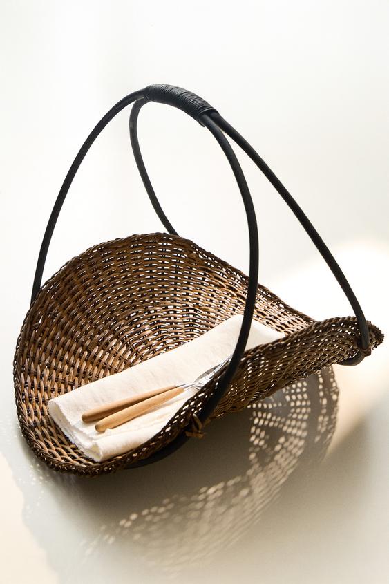 PANIER FLEURS ROTIN ET BAMBOU - Marron foncé de Zara - Image 4