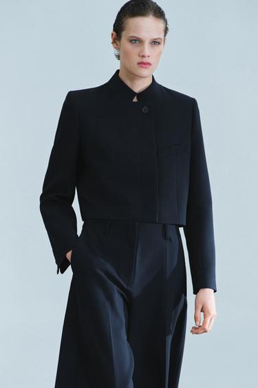 ZW COLLECTION CROPPED BLAZER — Navy blue 1