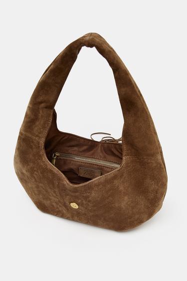 FRINGED SPLIT SUEDE LEATHER SHOULDER BAG - Chocolate by Zara - Image 6