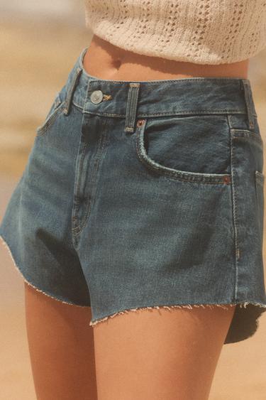 TRF-MINI-DENIMSHORTS MIT MITTELHOHEM BUND - Blau / Grau von Zara