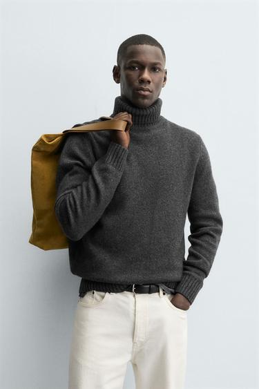 WOOL BLEND HIGH NECK JUMPER - Grey marl by Zara