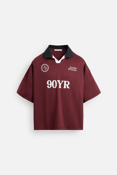 RETRO FOOTBALL TECHNICAL POLO SHIRT - Burgundy by Zara
