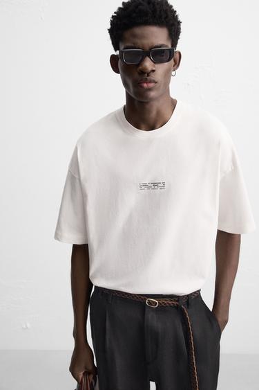 T-SHIRT GRAPHIQUES IMPRIMÉS - Blanc de Zara - Image 4