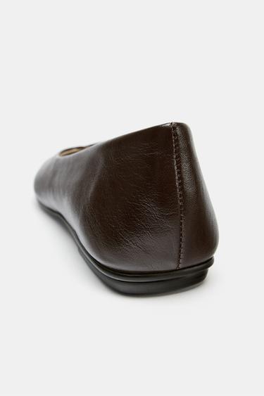 BALLERINES EN CUIR ÉDITION LIMITÉE - Marron chocolat de Zara - Image 6