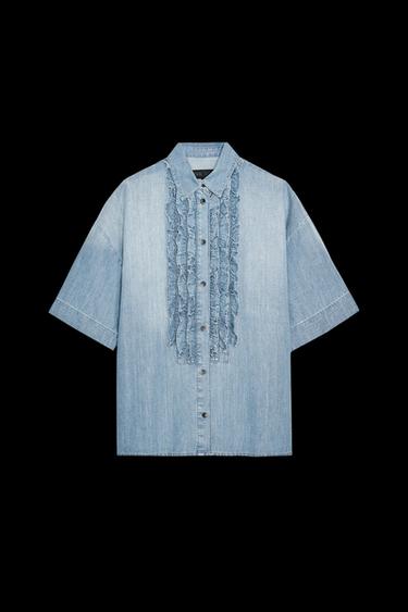 DENIMHEMD MIT RÜSCHEN ZW COLLECTION - Blau von Zara - Bild 0