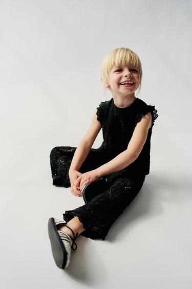 PANTALÓN PUNTO CROCHET PUNTILLA - Negro de Zara
