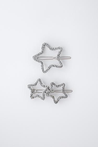 3-PACK OF GLITTER STAR HAIR CLIPS - Silver by Zara - Image 3