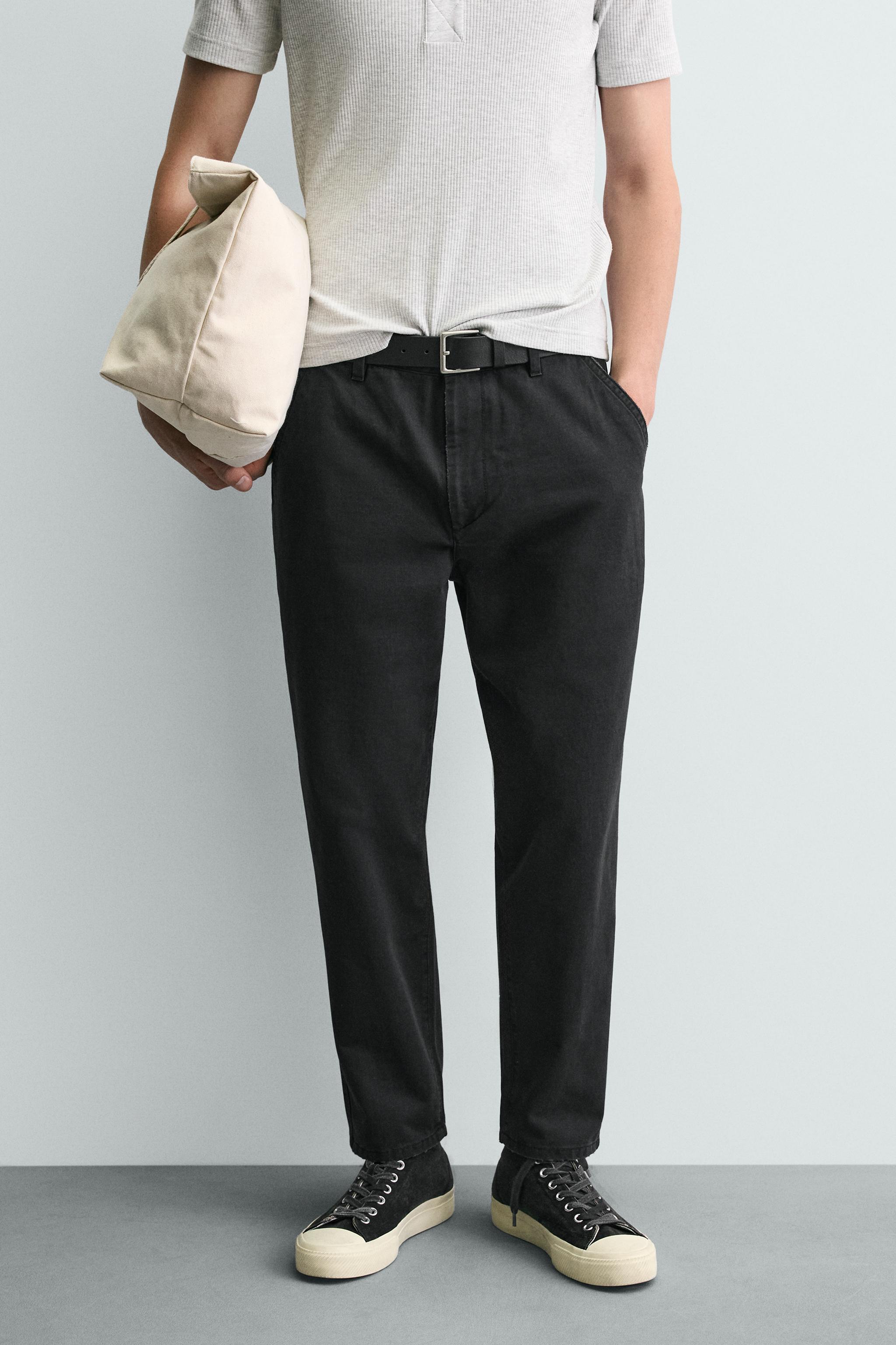 WASHED CARROT FIT TROUSERS — Black