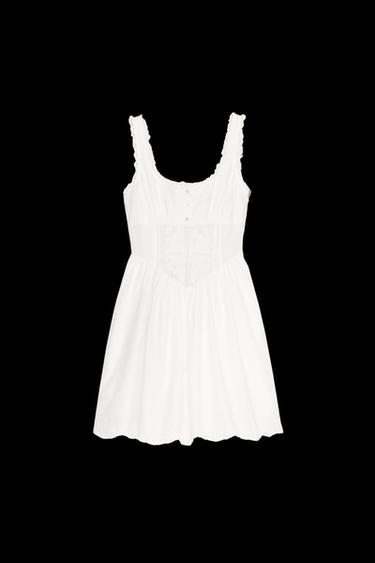 MINIKLEID MIT SPITZENKANTE UND STICKEREI - Cremefarben von Zara - Bild 0