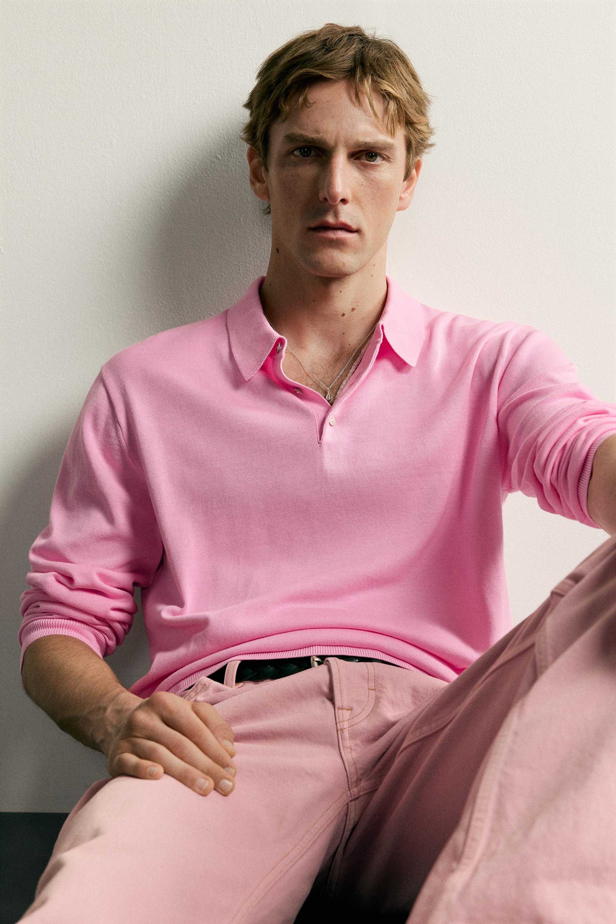 Мужские рубашки Zara RELAXED FIT KNIT POLO SHIRT — фото 6