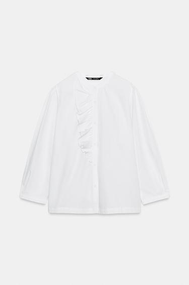 CAMISA VOLANTES - Blanco de Zara