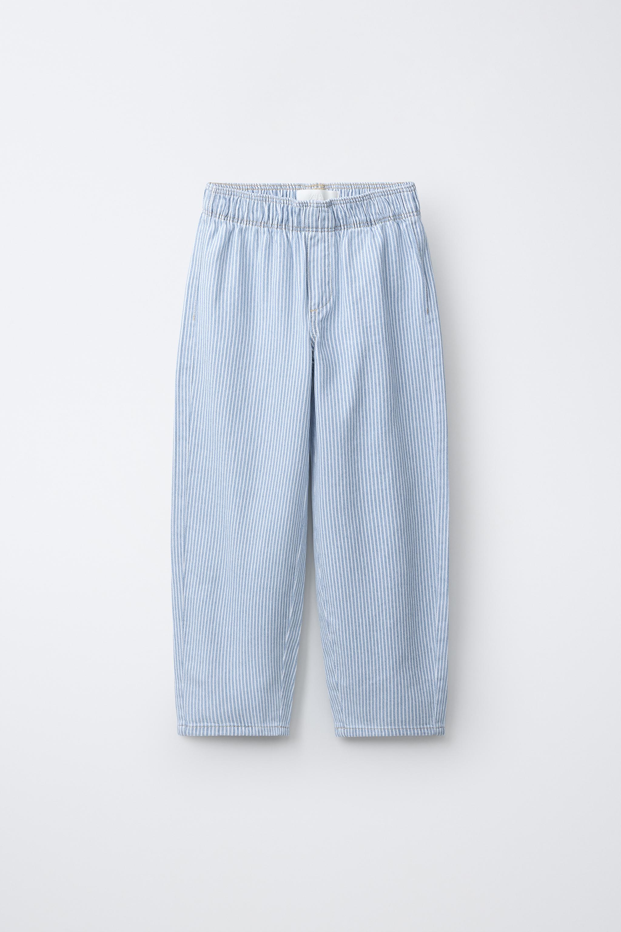 PANTALON BARREL FLUIDE À RAYURES