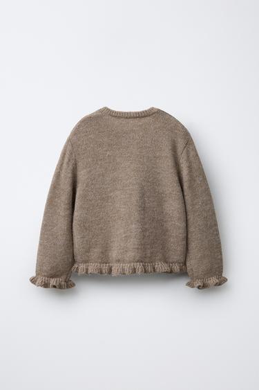 GILET EN MAILLE À VOLANTS AVEC LAINE - Beige clair de Zara - Image 1