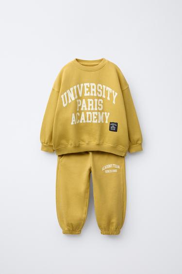 Zara VARSITY SWEATSHIRT AND JOGGER PANTS TOTAL LOOK - denim blue