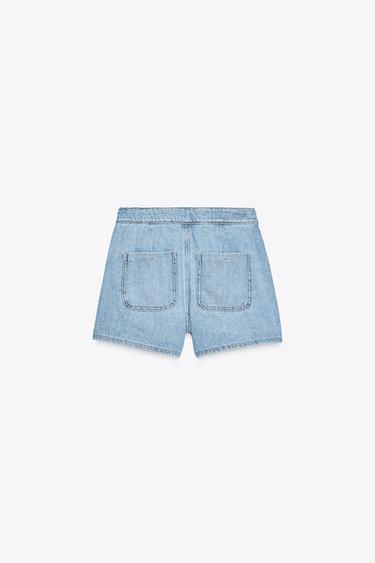Z1975 DENIM SKORT WITH WRAP-OVER BUTTON DETAIL - Mid-blue by Zara - Image 6