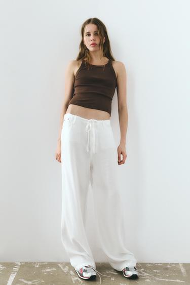 TRF JEANS WITH TIE - Oyster-white by Zara