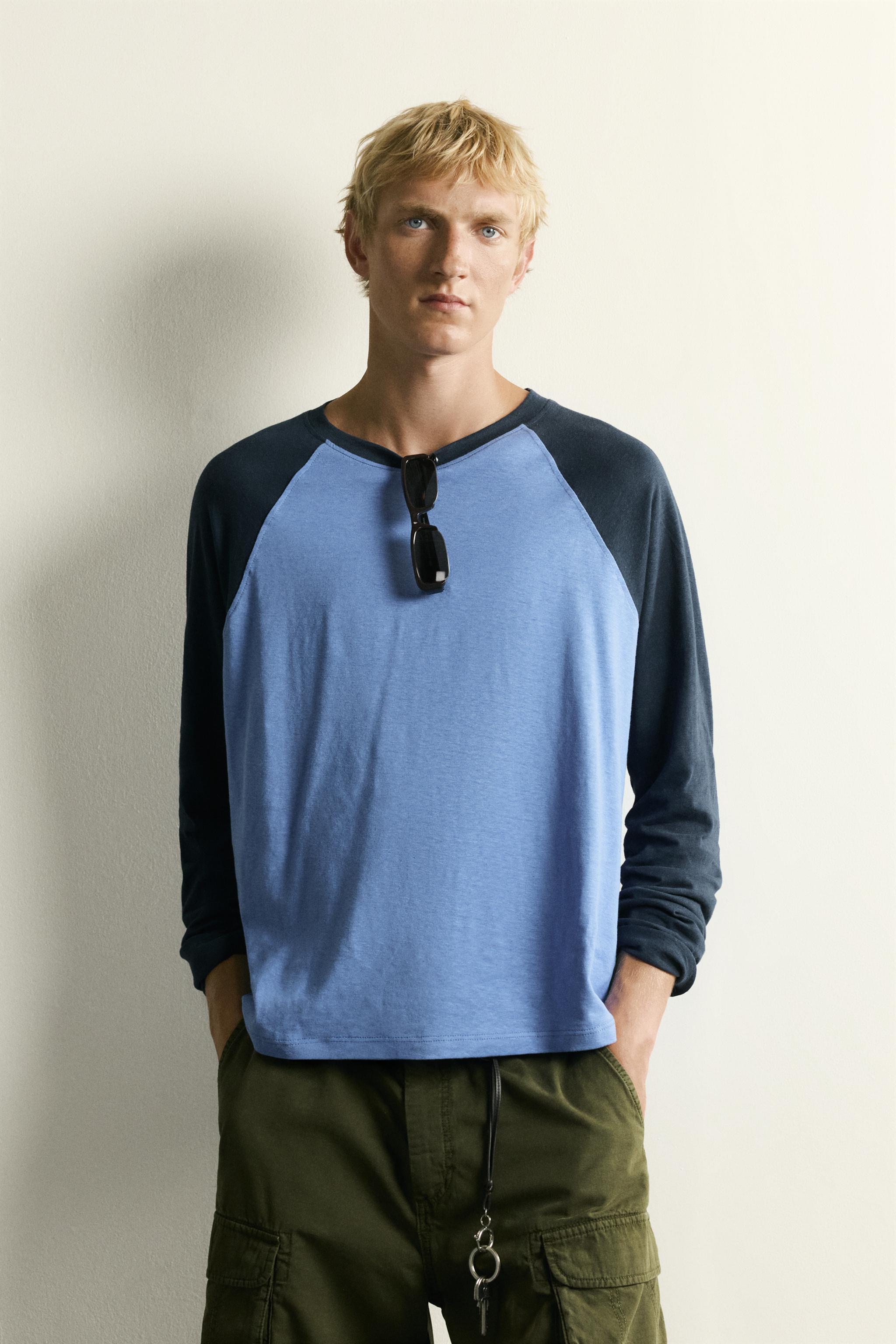 COTTON-LINEN LONG SLEEVE RAGLAN T-SHIRT