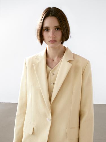 Blazer en lin mélangé - Beige de Zara