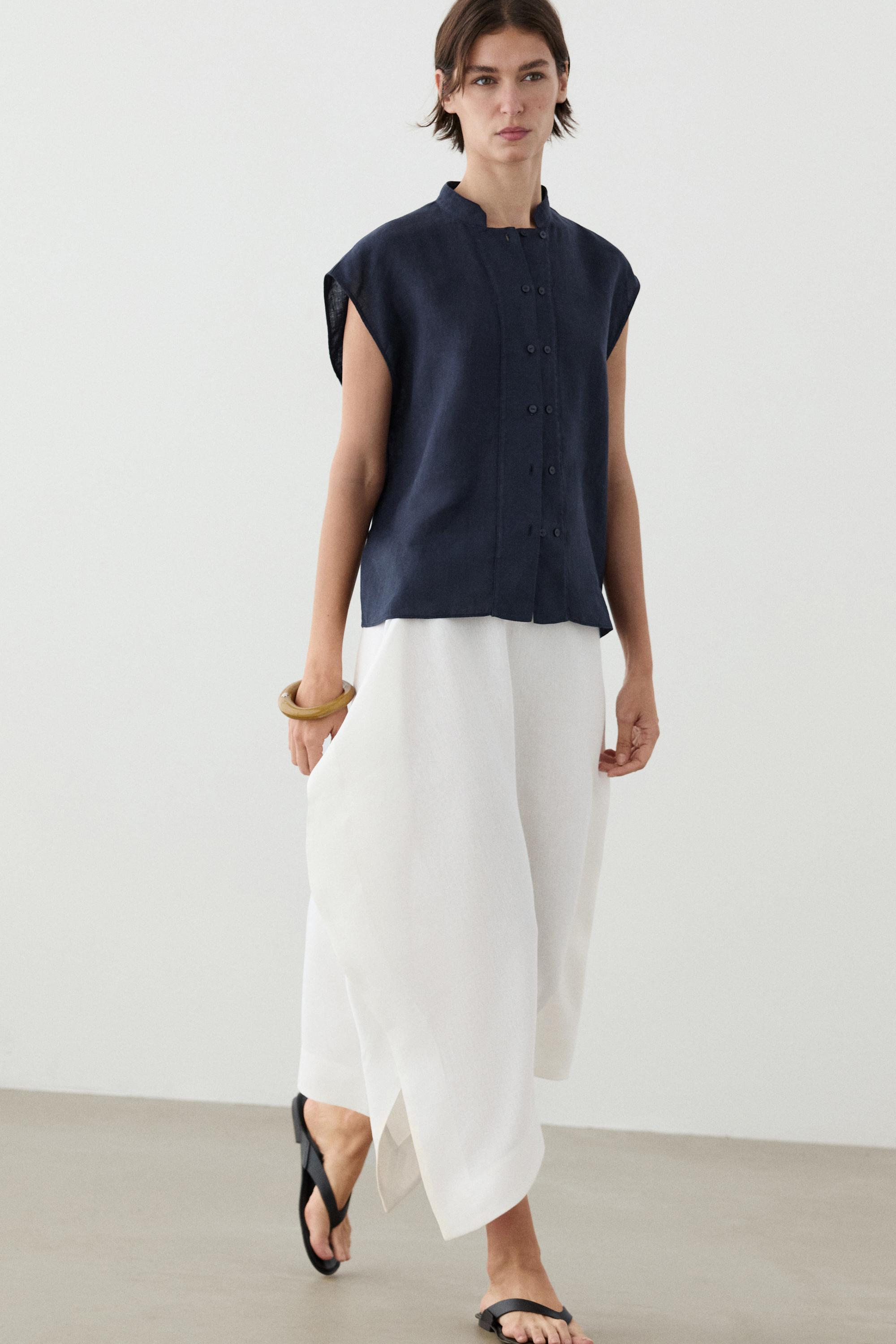 Chemise fluide à boutons 100 % lin