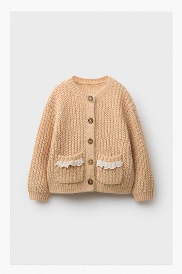 GILET EN MAILLE ET POCHES EN DENTELLE - Bis de Zara