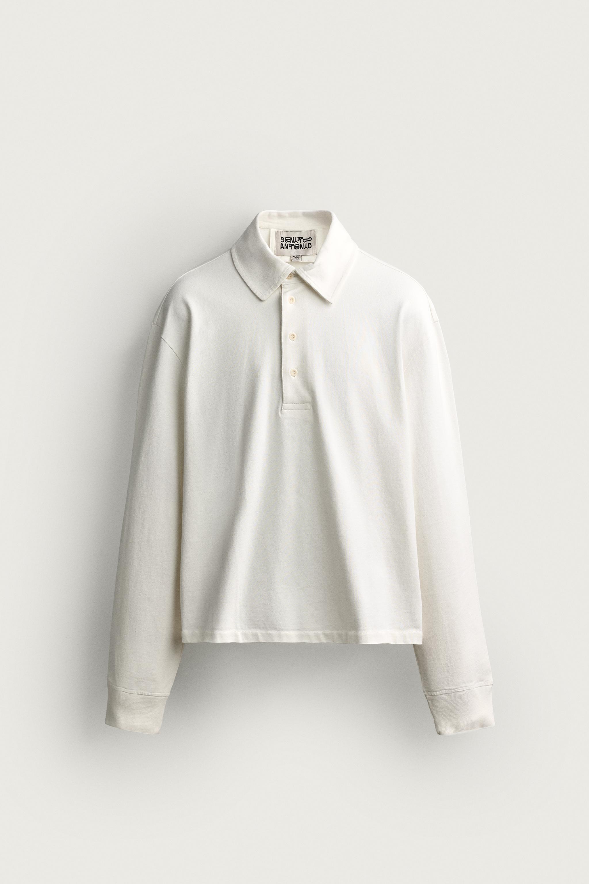 Zara PAMUKLU CROPPED FIT POLO T-SHIRT görsel 7