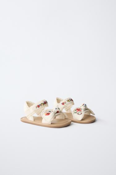 EMBROIDERED SANDALS - Ecru White by Zara - Image 2
