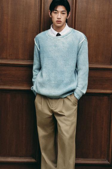 Zara 雙面休閒版針織衫 - 淡藍色