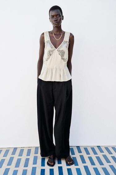 TOP À FANTAISIE - Écru de Zara