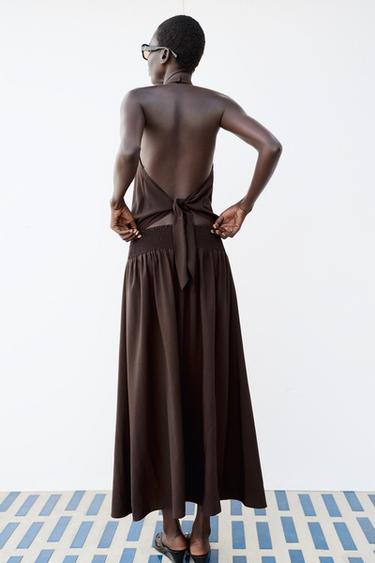 ROBE HALTER FANTAISIE - Marron de Zara - Image 6