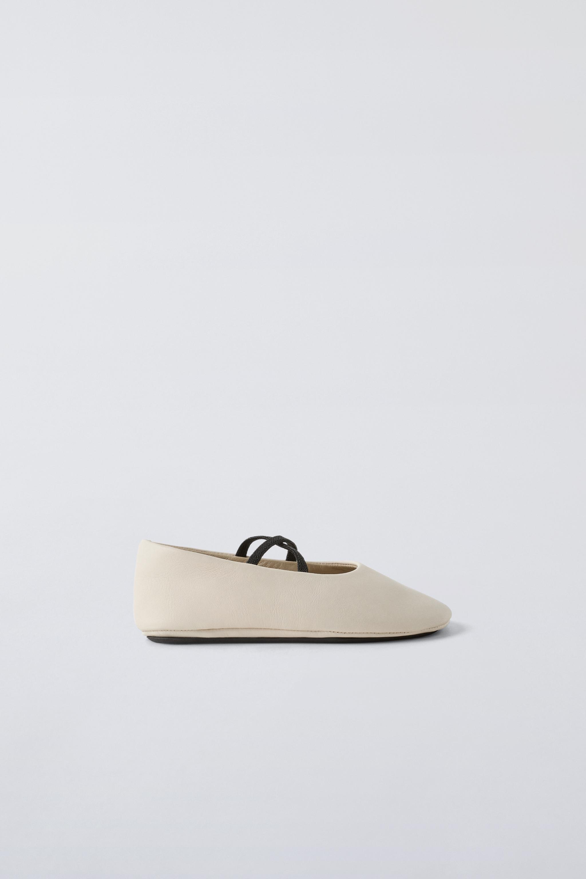 ZARA LEATHER BALLET FLATS WHITE orders