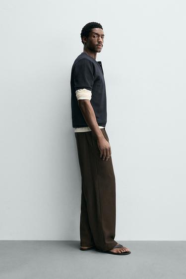 HAUT EN MAILLE À COL TUNISIEN - Bleu marine foncé de Zara - Image 3